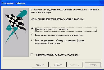 Четвертое окно Мастера таблиц